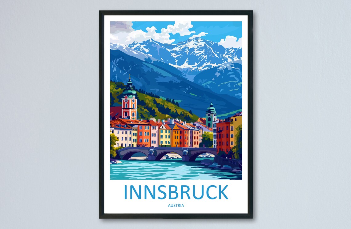 Innsbruck Travel Poster, Austria Landscape Art