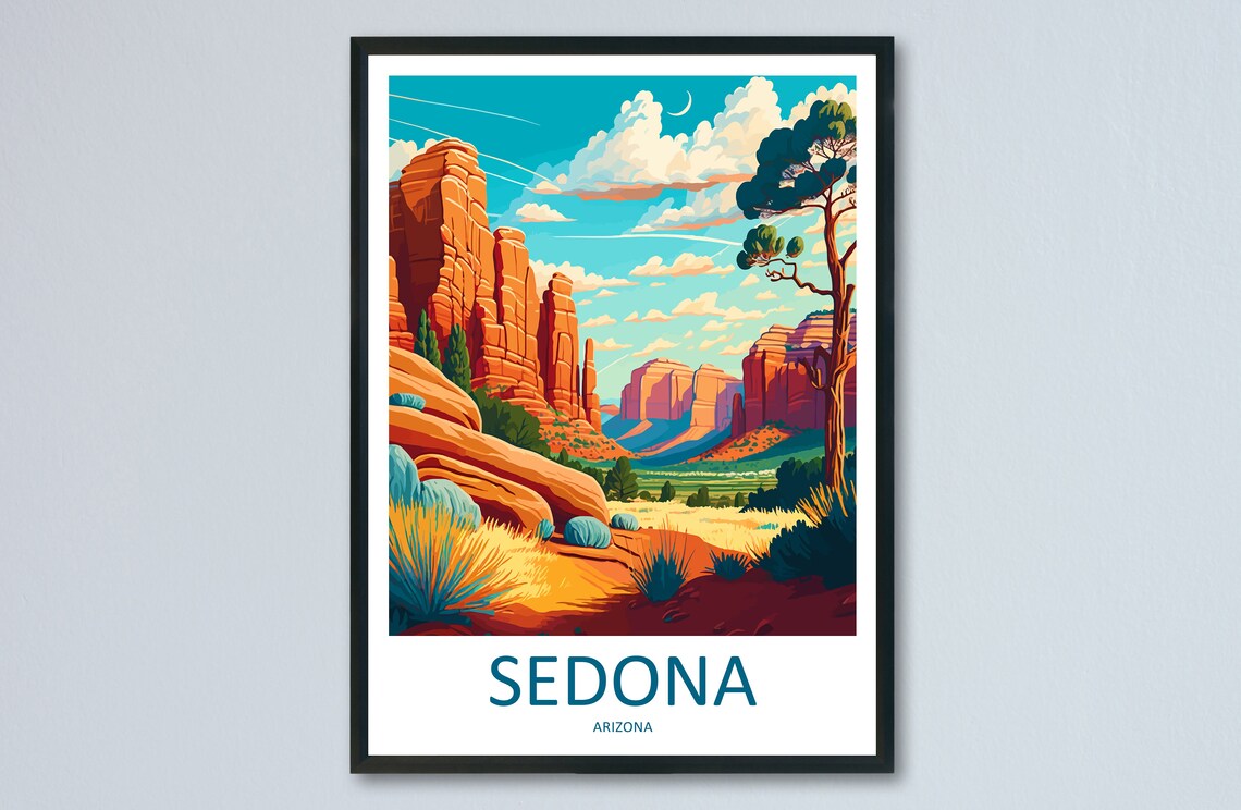 Sedona Travel Poster, Arizona Desert Artwork