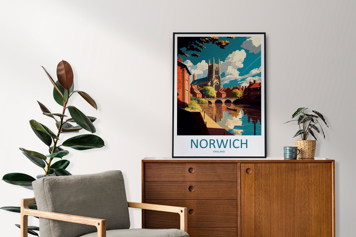 Norwich Travel Poster, England Travel Wall Art - Image 2