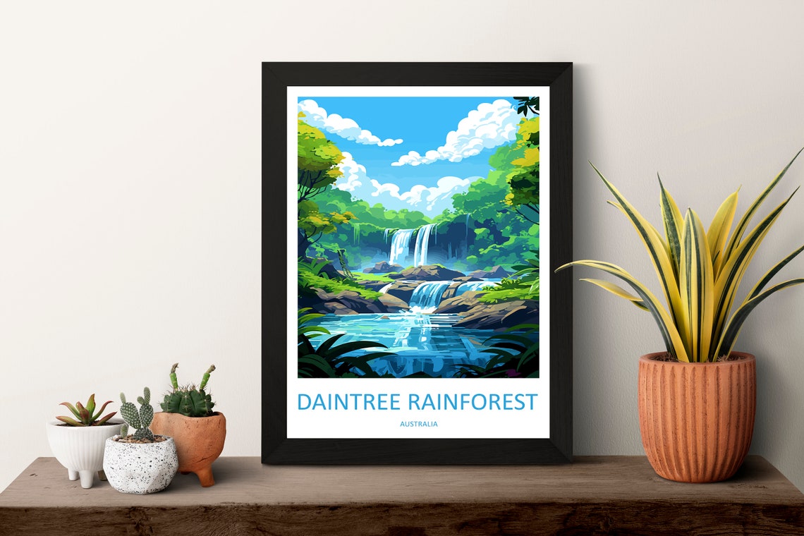 Daintree Rainforest Australia Waterfall Painting Travel Poster - Image 3