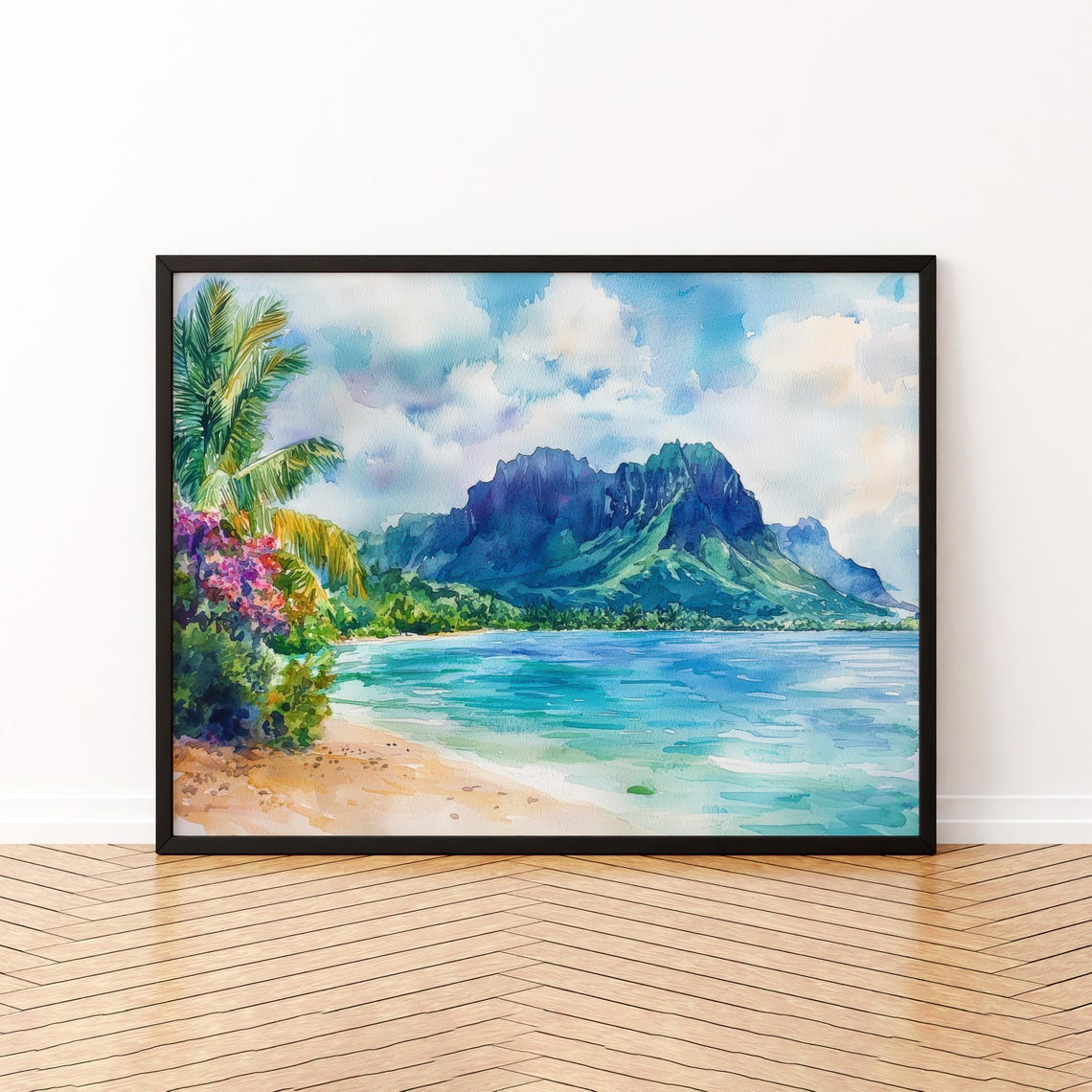 Mauritius Watercolor Poster Landscape Wall Art Hanging Home Dcor Gift Lovers