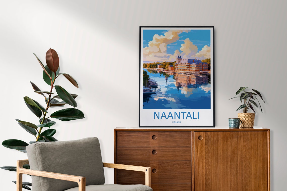 Naantali Finland Grand Waterfront Building Harbor Travel Poster - Image 2