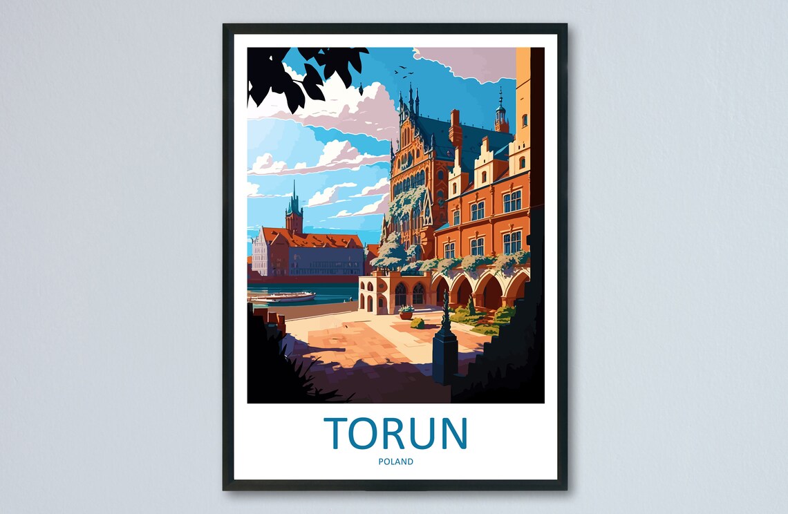 Torun Poland Old Town Gothic Brick Towers Courtyard Travel Poster