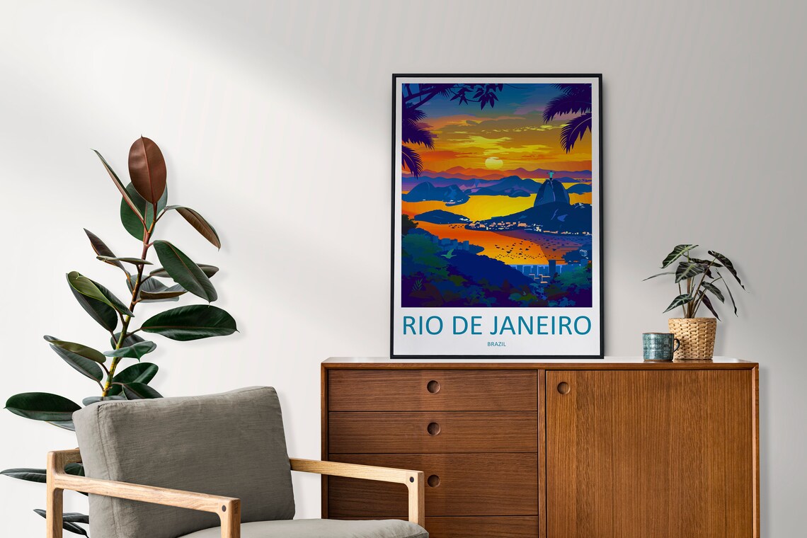 Rio De Janeiro Brazil Sunset Panorama With Christ The Redeemer Poster - Image 2