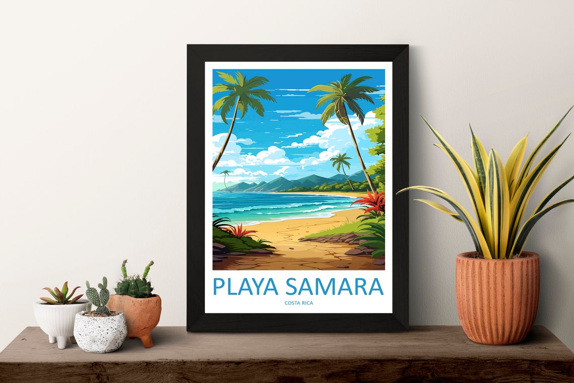 Playa Samara Costa Rica Tropical Beach Palm Trees Ocean Travel Poster - Image 3