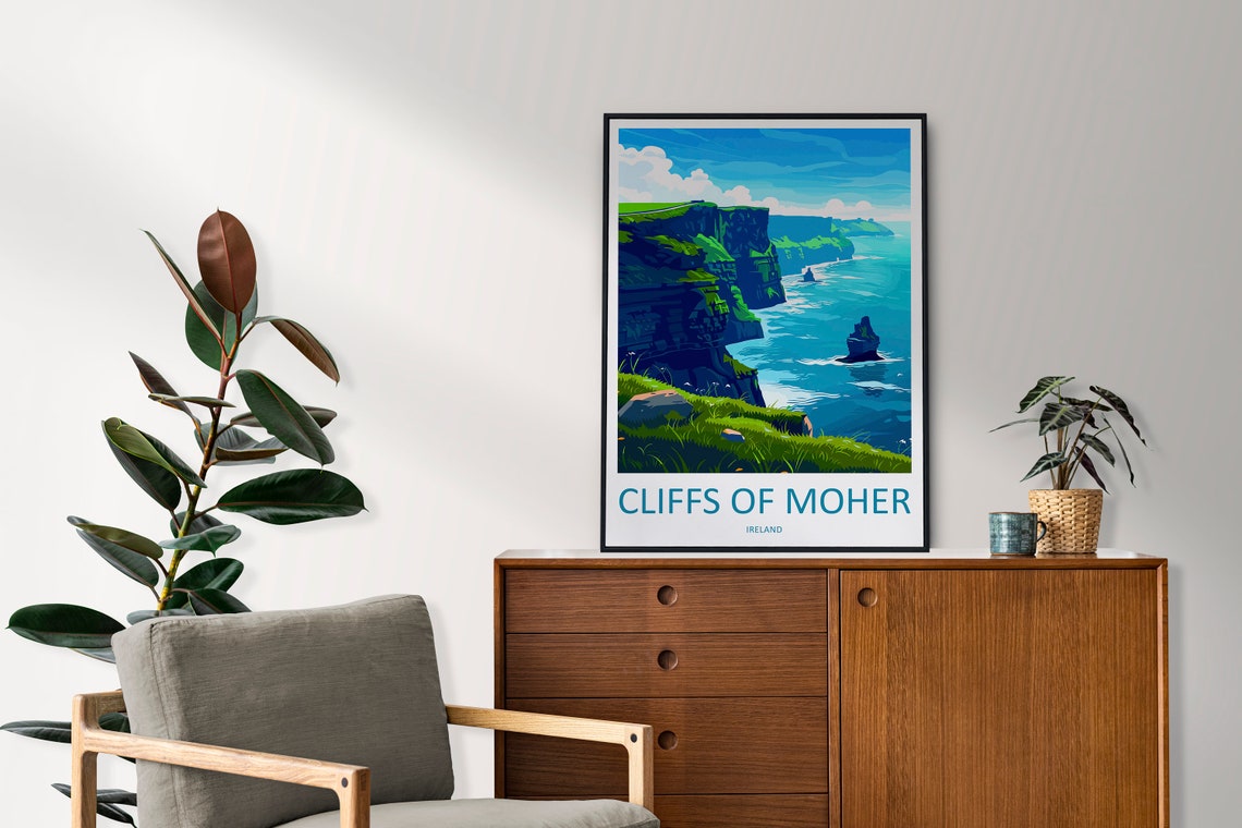 Cliffs of Moher Ireland Dramatic Sea Cliffs Illustration Travel Poster - Image 2