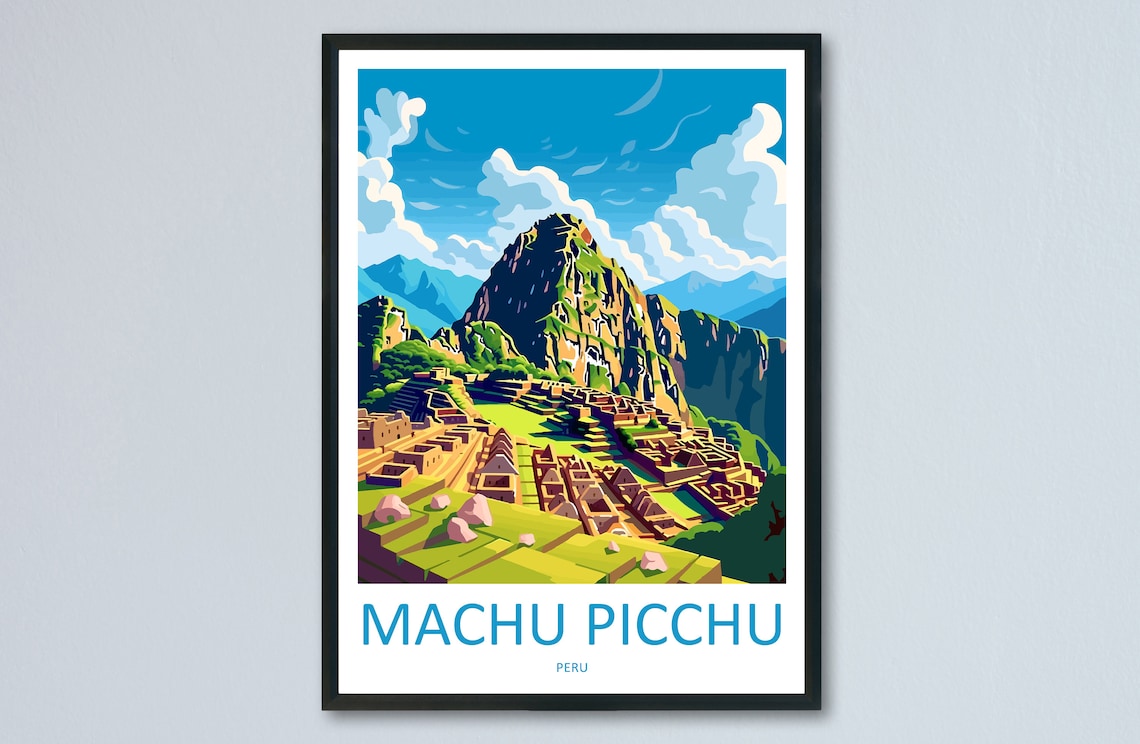 Machu Picchu Travel Poster, Peru Wall Decor