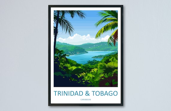 Trinidad and Tobago Caribbean Jungle Bay Scenic Travel Poster