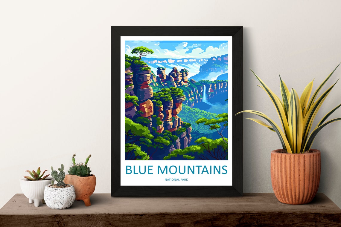 Blue Mountains Australia Dramatic Sandstone Cliffs Valley View Poster - Image 3