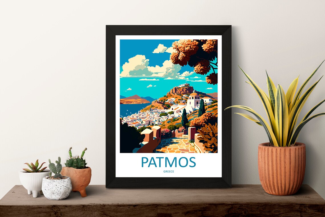 Patmos Greece Travel Poster, Greek Island Wall Art - Image 3