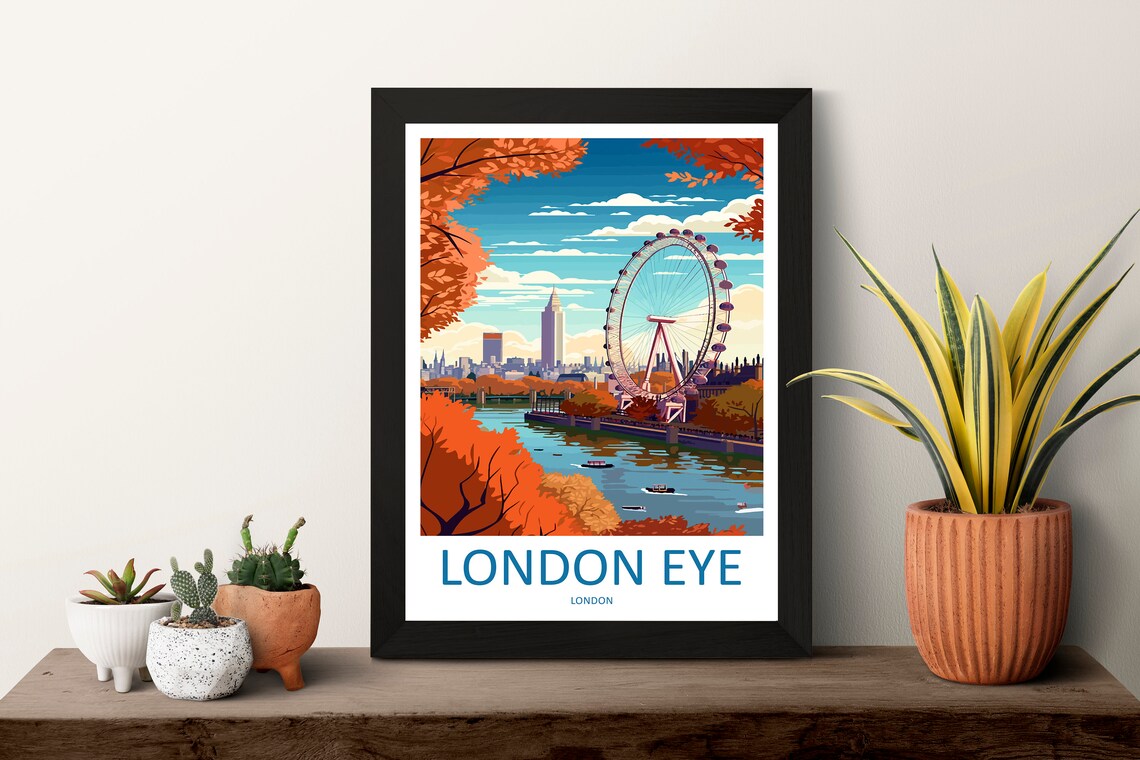 London Eye Travel Poster, London Wall Decor - Image 3