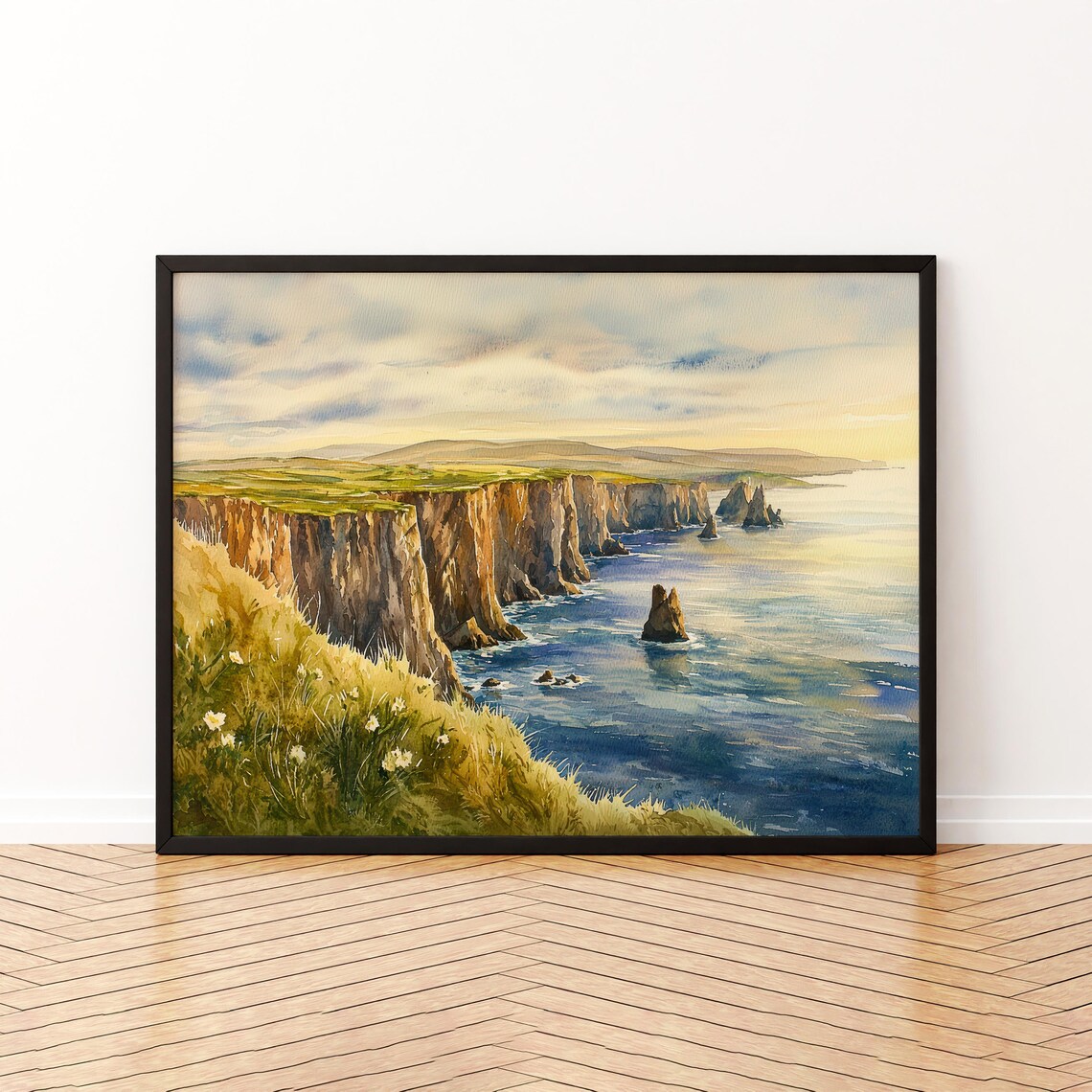 Shetland Islands Scotland Watercolor Travel Poster