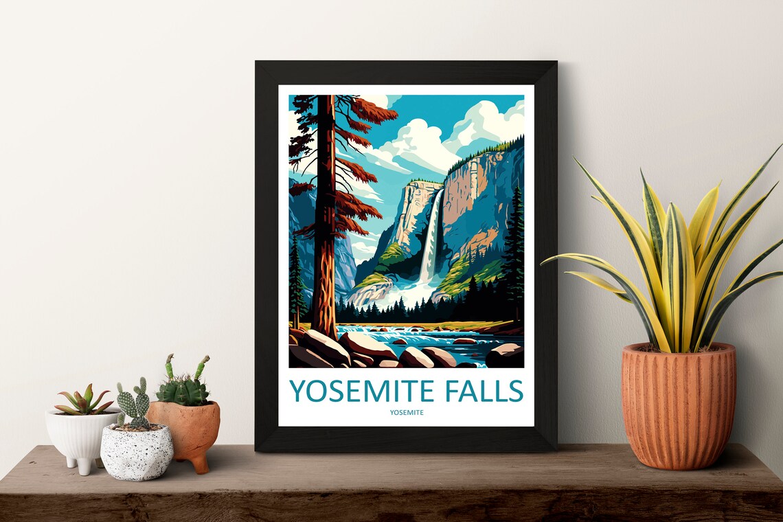 Yosemite Falls Travel Poster, California Landscape - Image 3