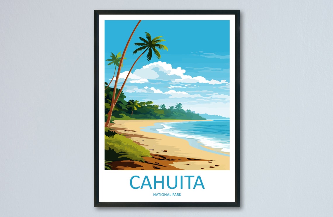 Cahuita National Park Leaning Palms Beach Costa Rica Travel Poster