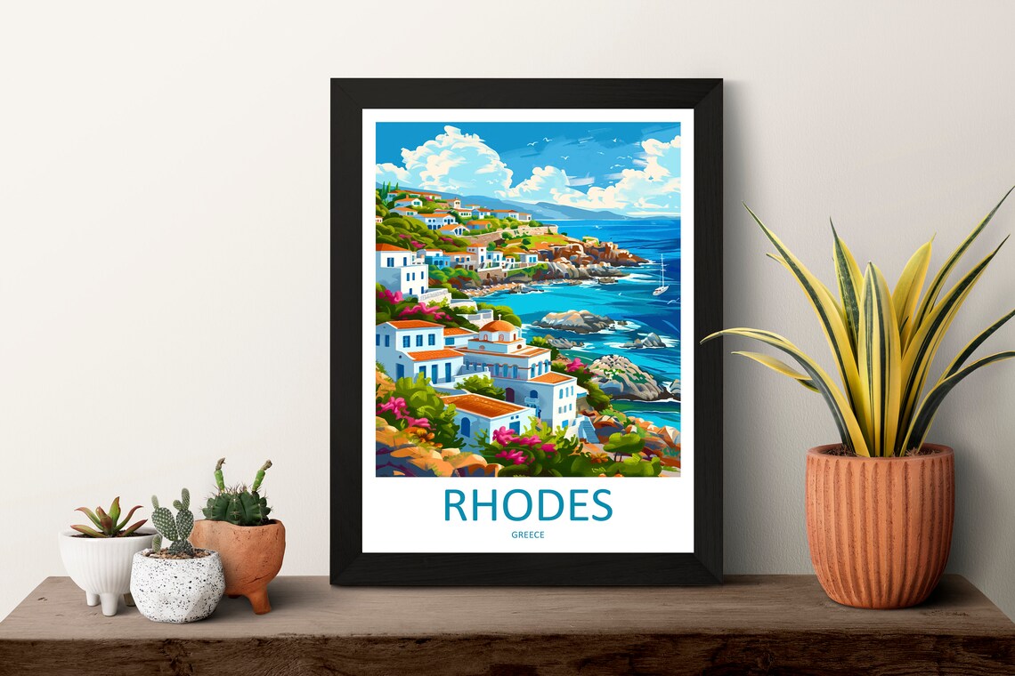 Rhodes Travel Poster, Rhodes Greece Wall Art - Image 3