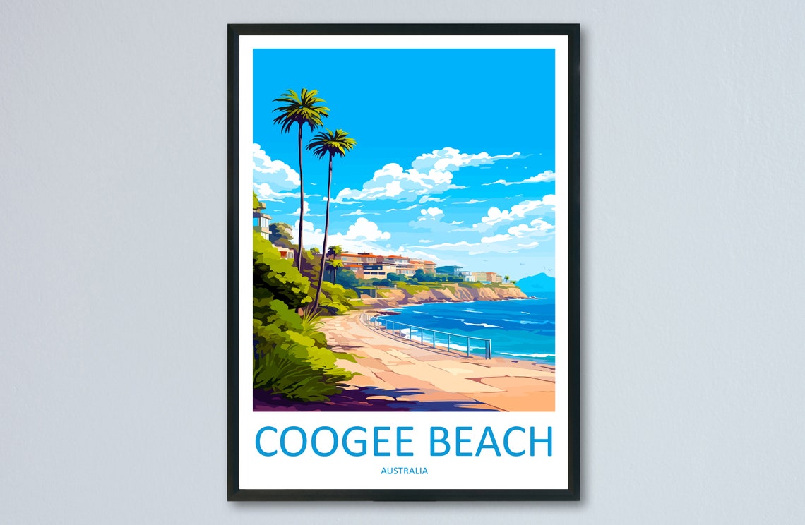 Coogee Beach Palm-Lined Coastal Promenade With Ocean Views Poster