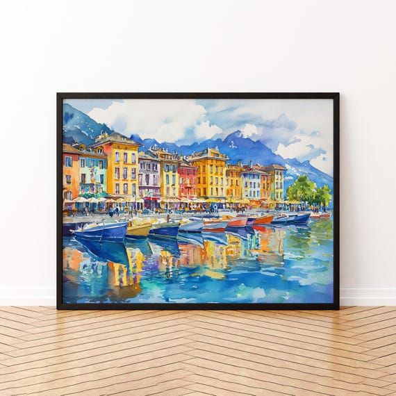Vevey Watercolor Poster Wall Art Hanging Home Dcor Gift Lovers Switzerland