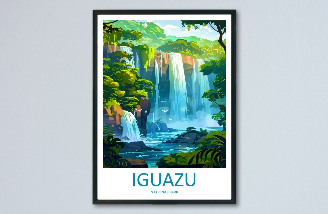 Iguazu Falls Travel Poster, Wall Art Print