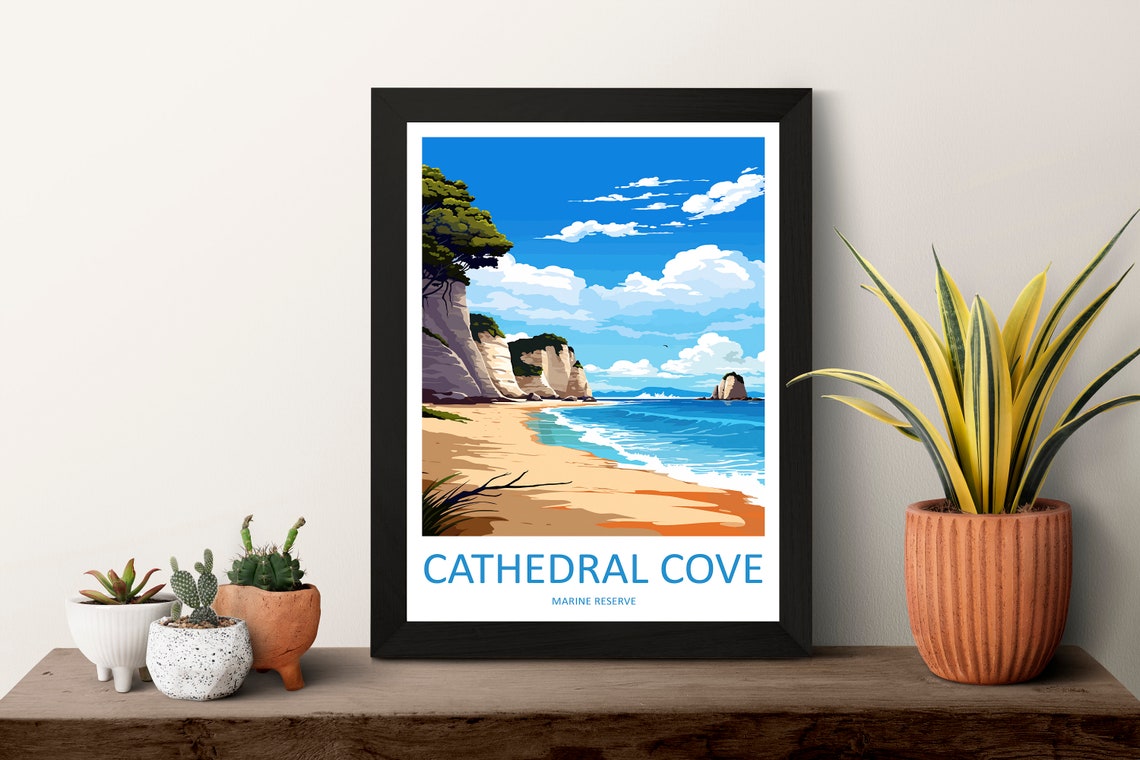 Cathedral Cove Marine Reserve Travel Print Wall Art Cathedral Cove Wall Hanging Home Dcor Cathedral Cove Gift Art Lovers New Zealand Travel - Image 3