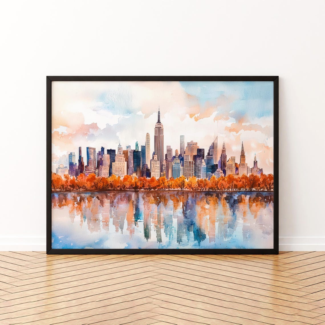New York Watercolor Poster Landscape Wall Art Hanging Home Dcor Gift Lovers United States