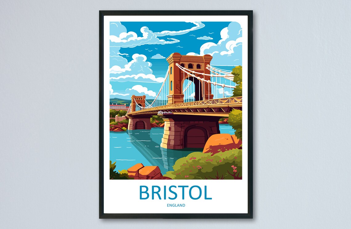Bristol Bridge Travel Poster, England City Art