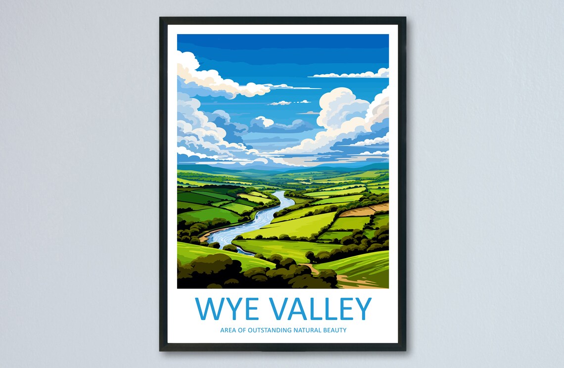 Wye Valley River Countryside Landscape Vintage Travel Poster