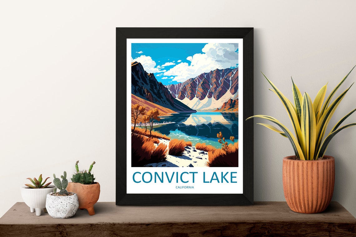 Convict Lake Autumn Sierra Nevada California Travel Art Poster - Image 3