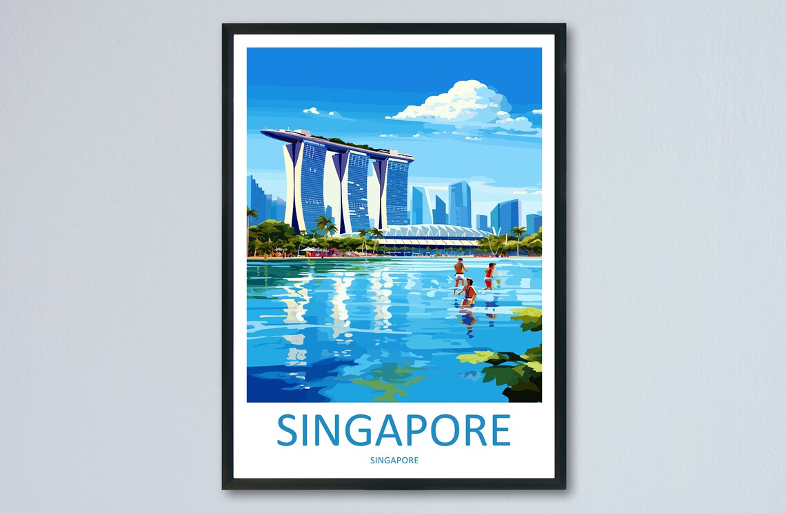 Marina Bay Sands Singapore Travel Poster, Home Decor