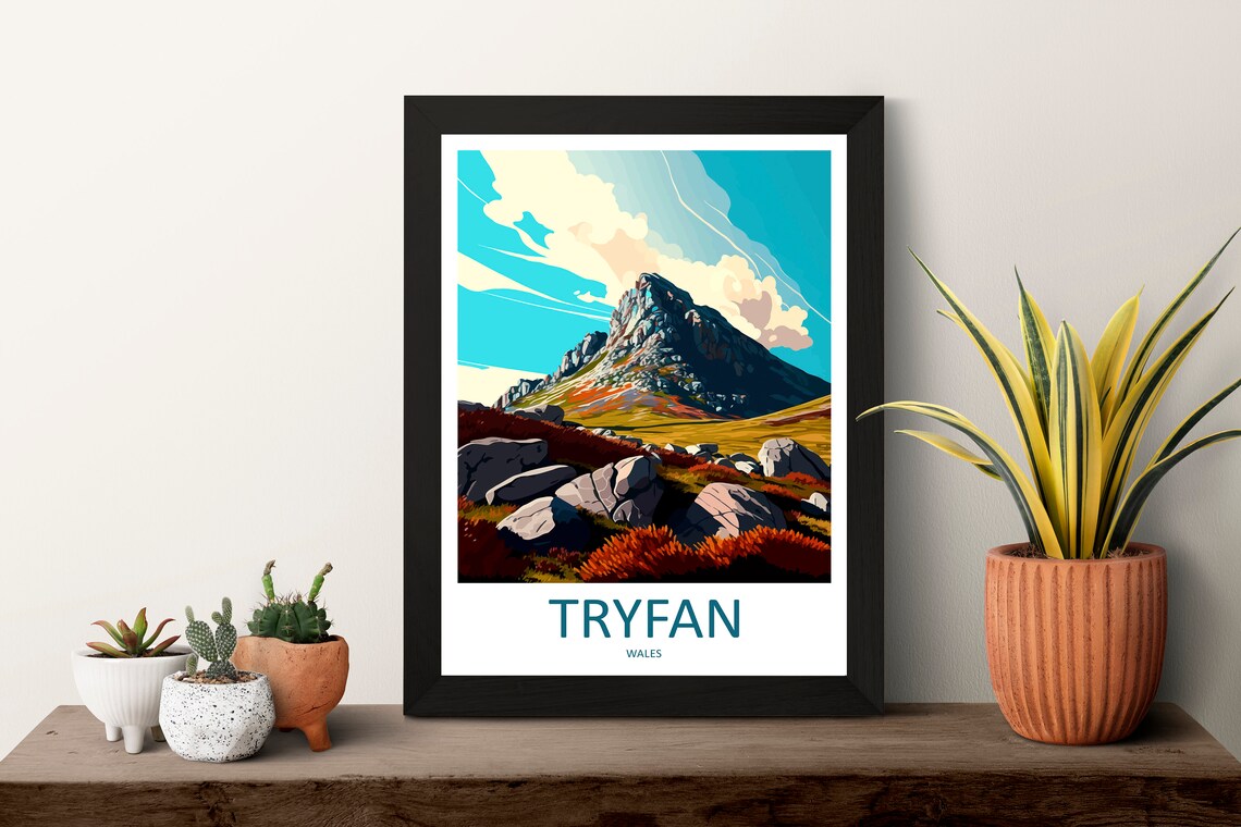 Tryfan Travel Poster, Welsh Mountain Landscape - Image 3