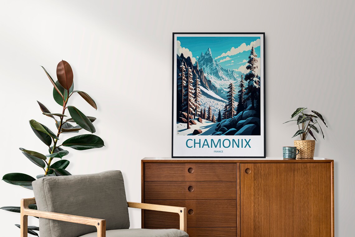 Chamonix Travel Poster, Skiing Artwork - Image 2