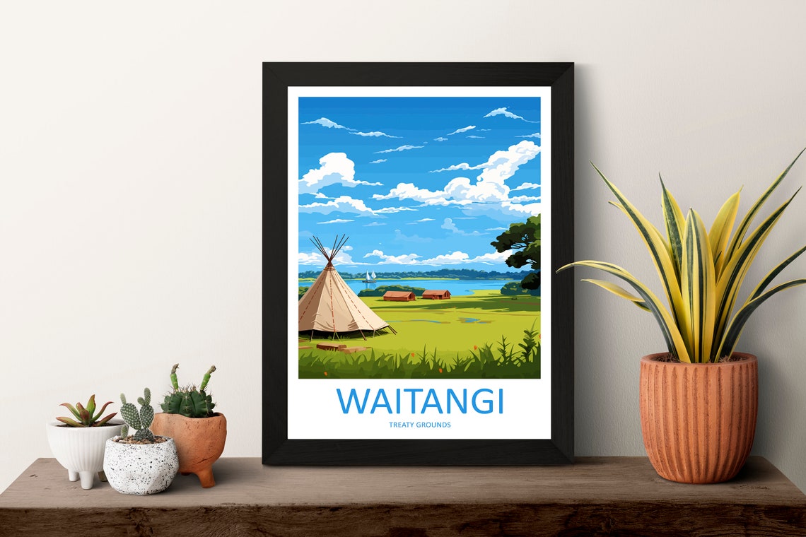 Waitangi Treaty Grounds Meadow Shore Wide Bay View Travel Poster - Image 3