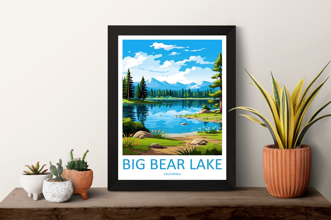 Big Bear Lake California Pine Forest Scenic Lakeside Travel Poster - Image 3