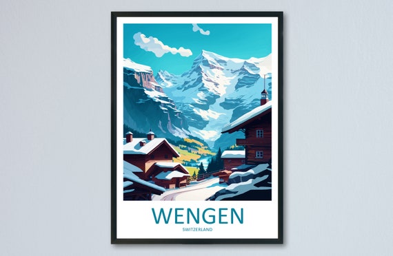 Wengen Travel Poster, Switzerland Wall Decor