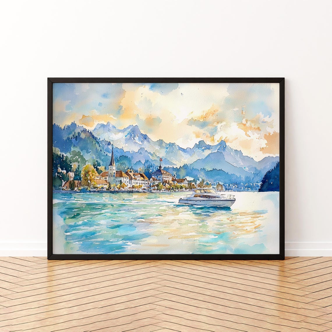 Lucerne Watercolor Poster Wall Art Hanging Home Dcor Gift Lovers Switzerland