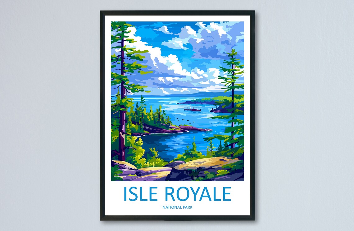 Isle Royale National Park Lake Superior Pine Bay Travel Poster
