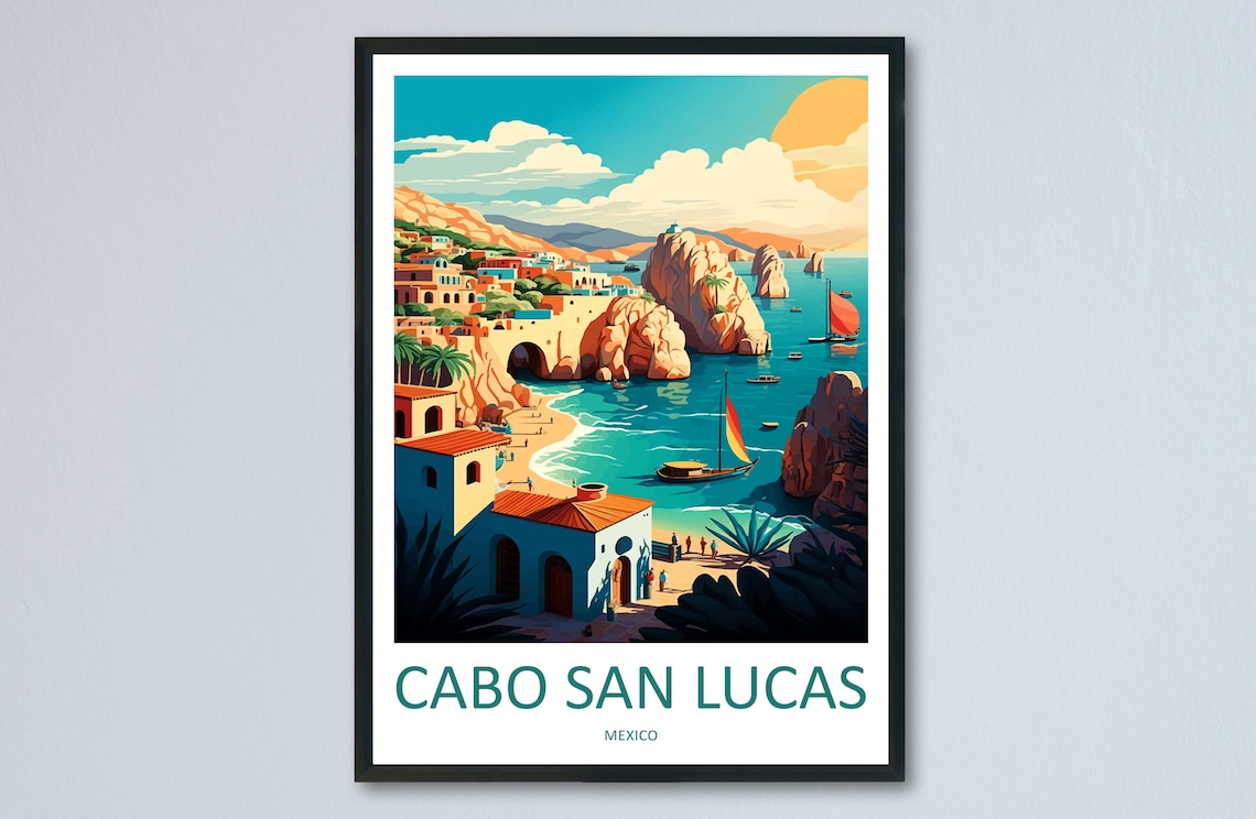 Cabo San Lucas Travel Poster, Mexico Wall Art