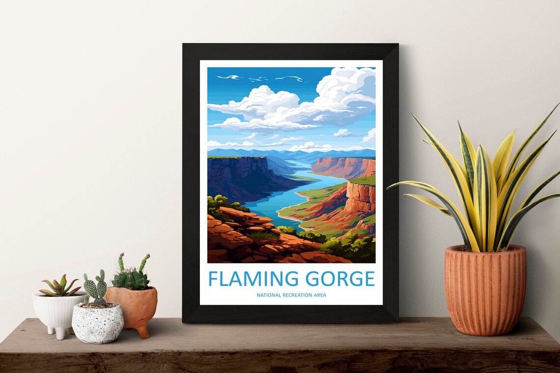 Flaming Gorge Travel Poster, Utah Wall Art - Image 3