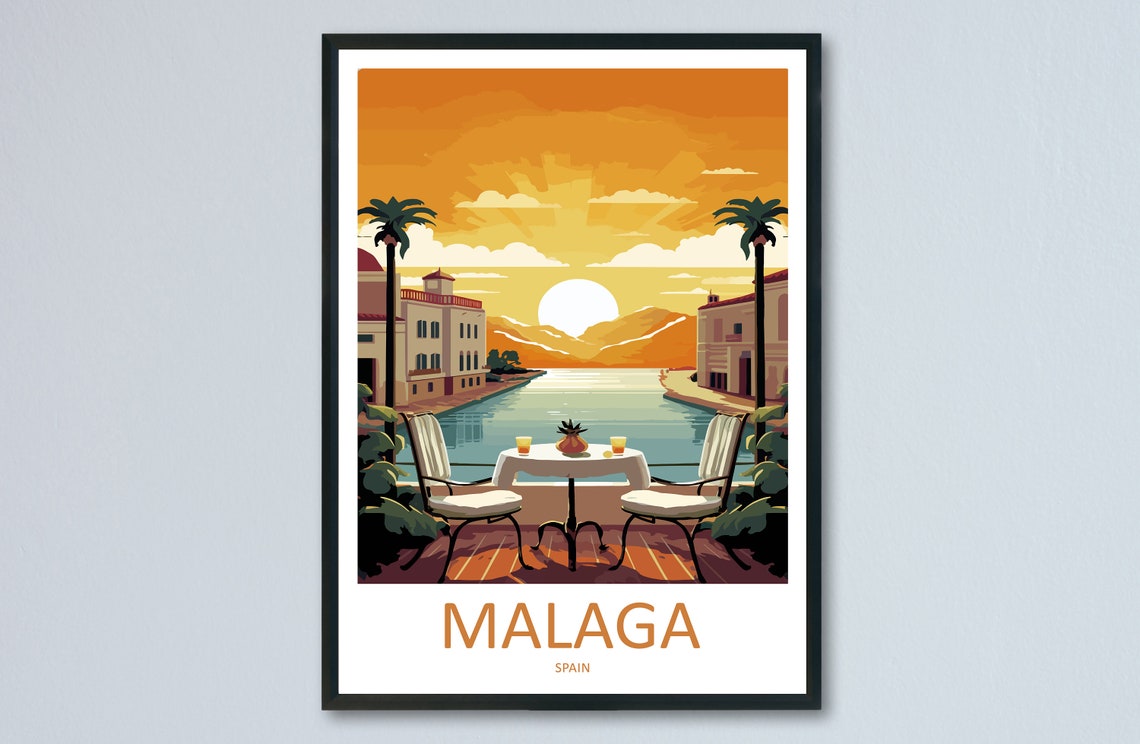 Malaga Travel Poster, Spain Wall Decor