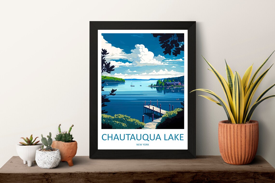Chautauqua Lake New York State Travel Poster, Gift Art - Image 3