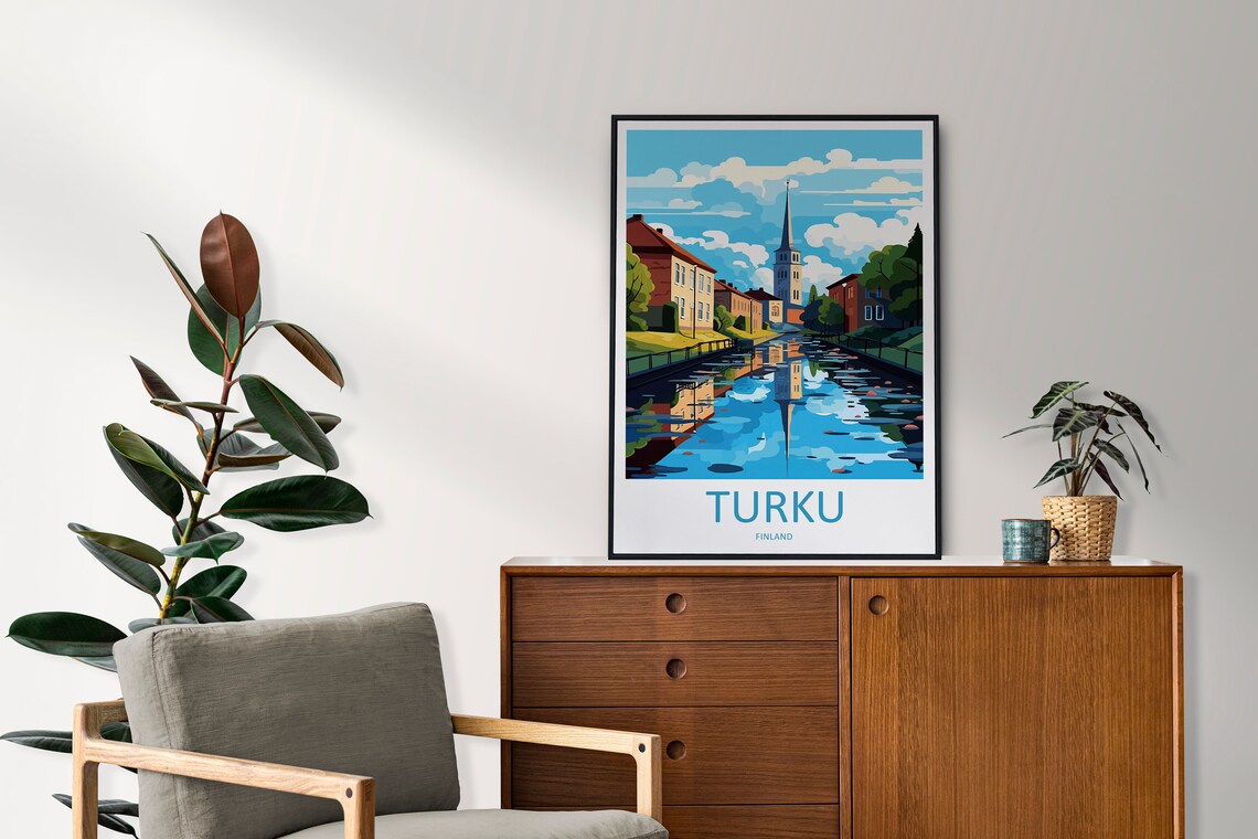 Turku Travel Print Wall Art Turku Wall Hanging Home Decor Turku Gift Art Lovers Wall Art Print Art Turku Wall Print Finland Travel Poster - Image 2
