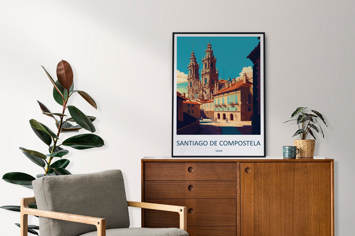 Santiago De Compostela Travel Poster, Spain Wall Art - Image 2