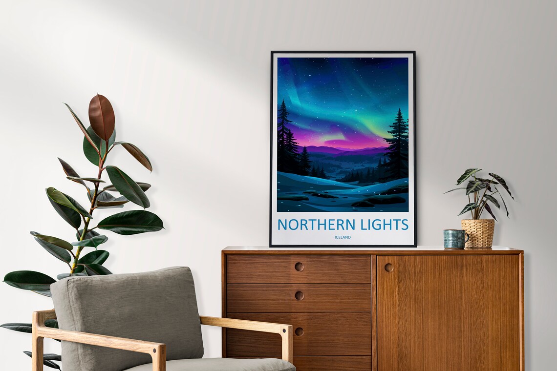 Northern Lights Travel Poster, Aurora Borealis - Image 2