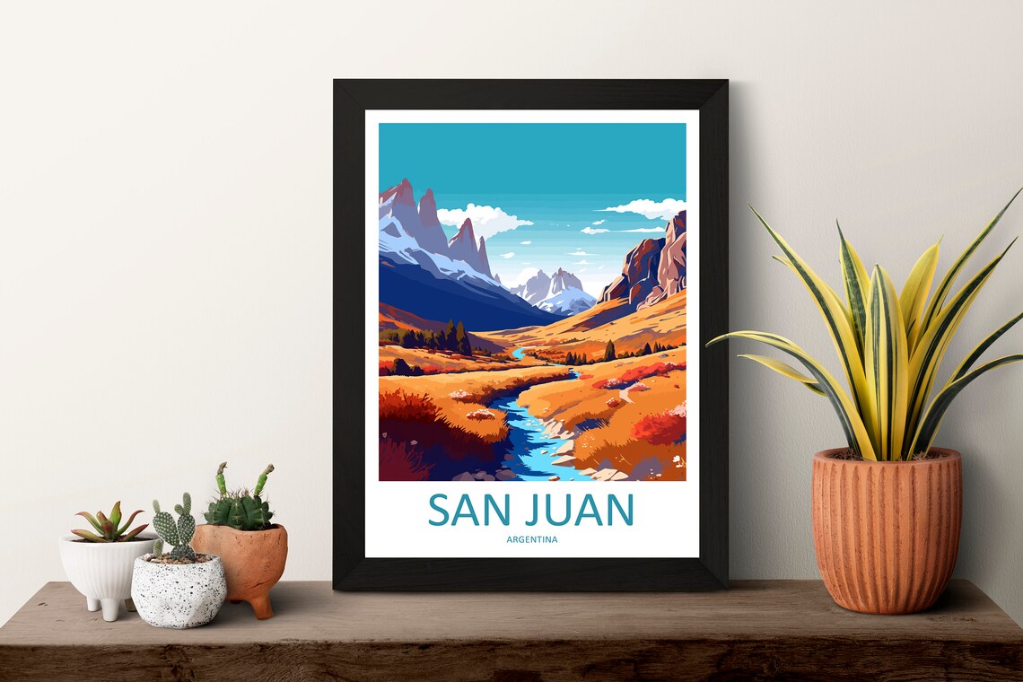 San Juan Argentina Andes Mountain Valley Stream Travel Art Poster - Image 3
