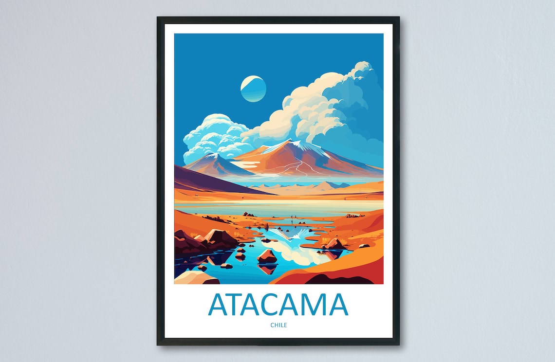 Atacama Desert Travel Poster, Desert Landscape