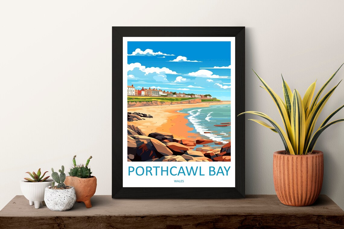 Porthcawl Bay Landscape Art Print - Image 3