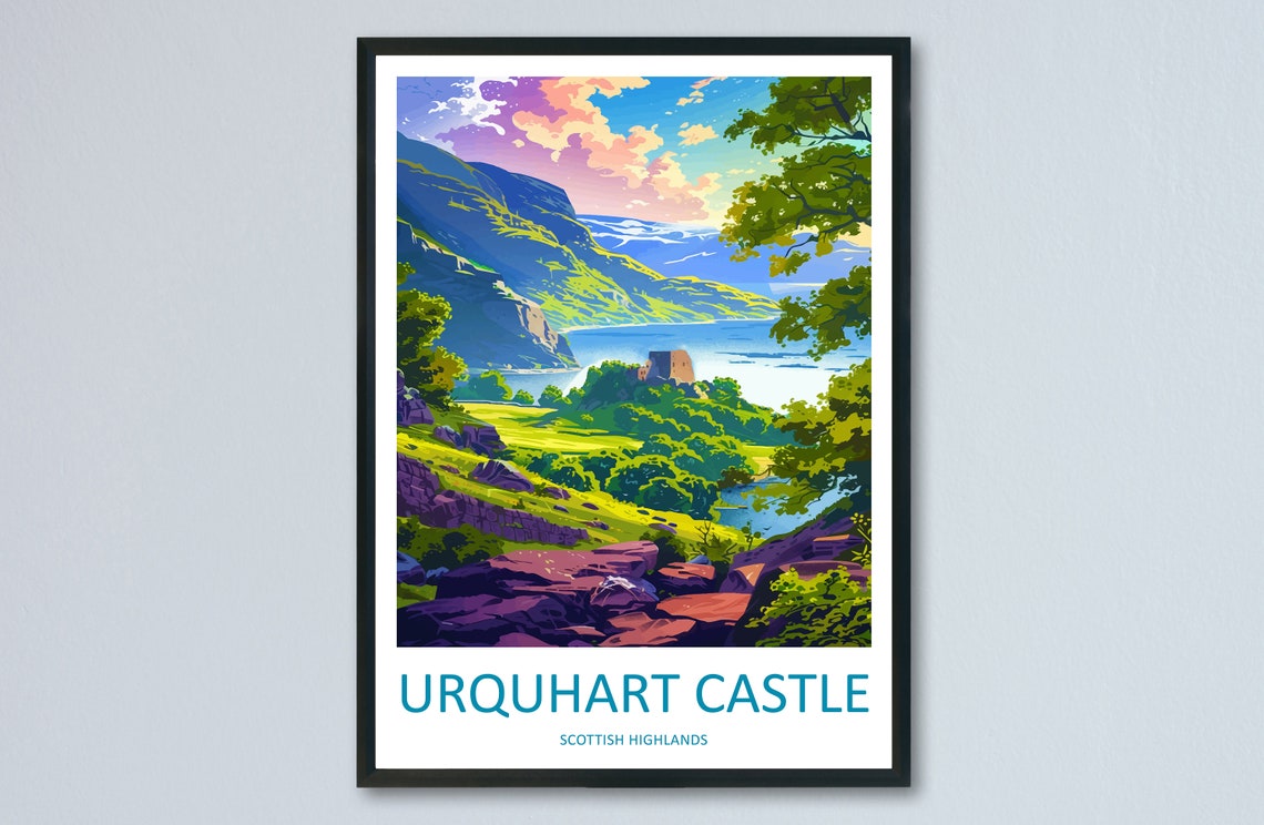 Urquhart Castle Scottish Highlands Loch Ness Hillside Poster