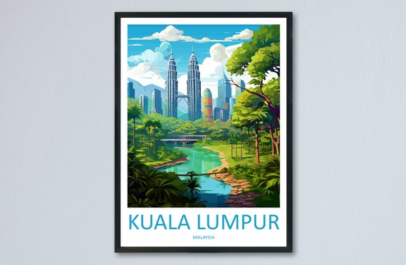 Kuala Lumpur Travel Print Wall Decor Poster Art Illustration Malaysia