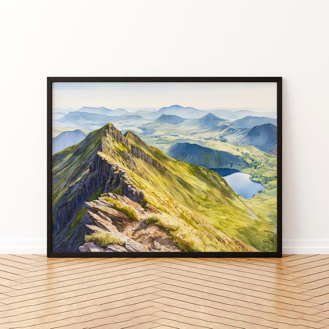 Helvellyn England Watercolor Travel Poster, Lake District