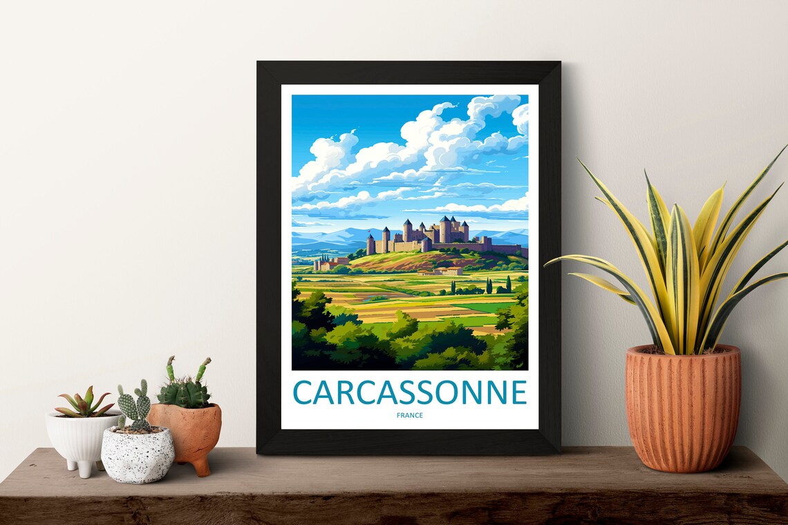 Carcassonne Travel Poster, France Wall Decor - Image 3