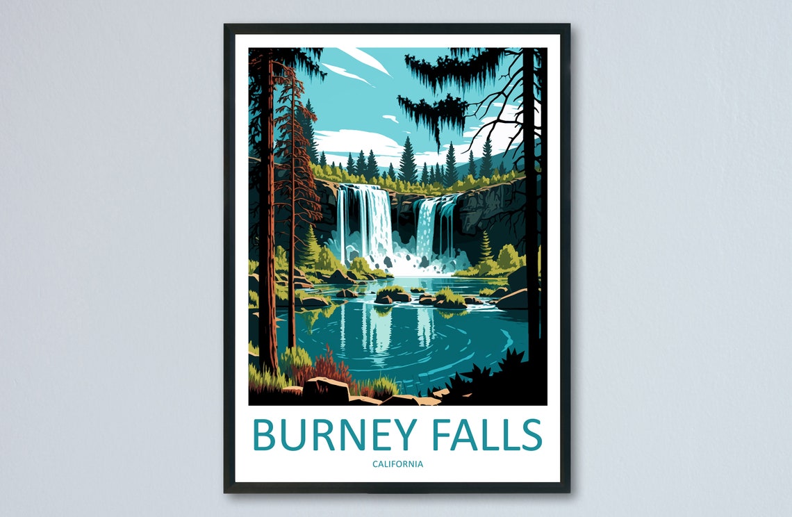 Burney Falls California Forest Waterfall Cascades Pine Grove Poster